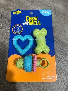 Chew Well Puppy Teething Dog Toys - Blue & Lime